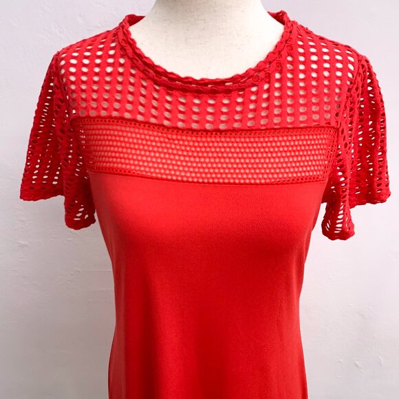 Michael Kors Red Mesh Shift Dress Size Small - Picture 2 of 7
